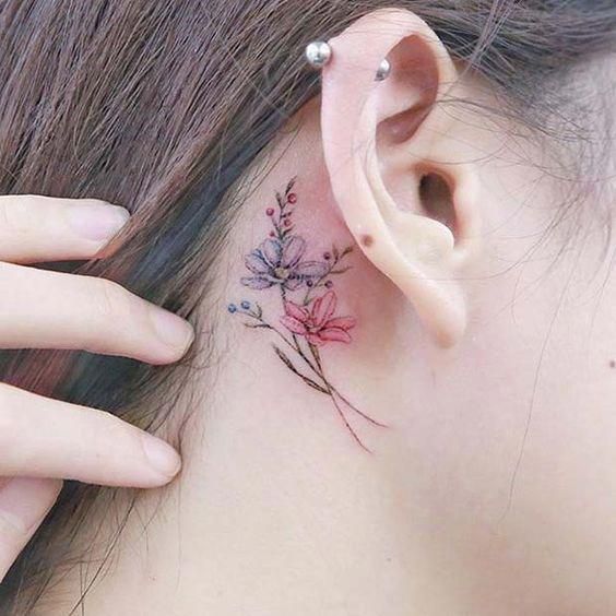 Flowers Behind Ear Tattoo Best Tattoo Ideas Gallery