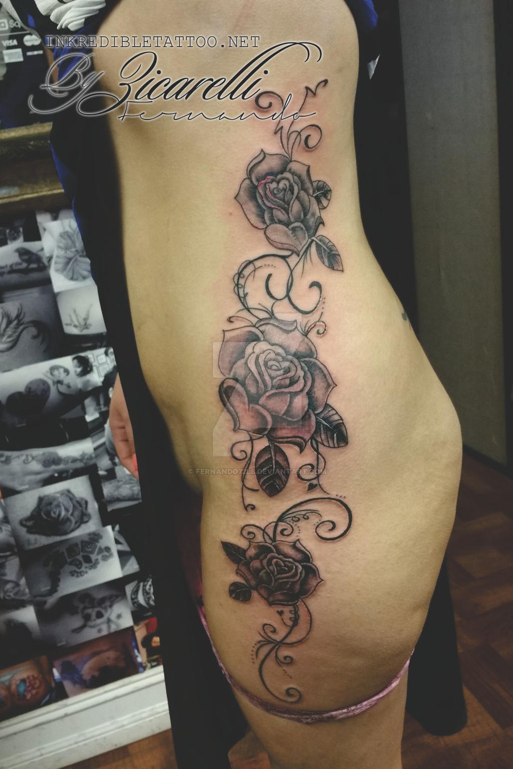 Flowers On Ribs Tattoo