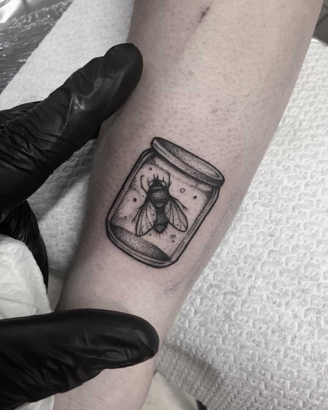 Fly In A Jar Done At Primordial Pain Tattoo Milano Tiny Tattoos For