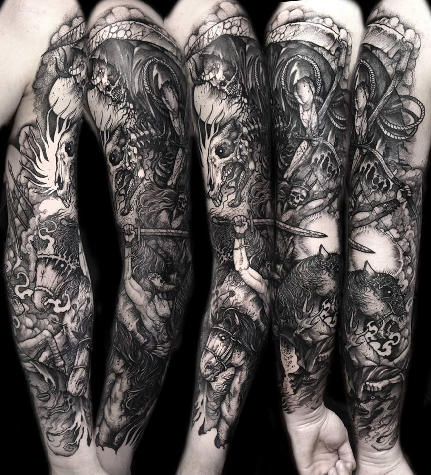 Four Horsemen Of The Apocalypse Sleeve Tattoo By Thomas Hooper Tattoos Sleeve Tattoos Tattoo