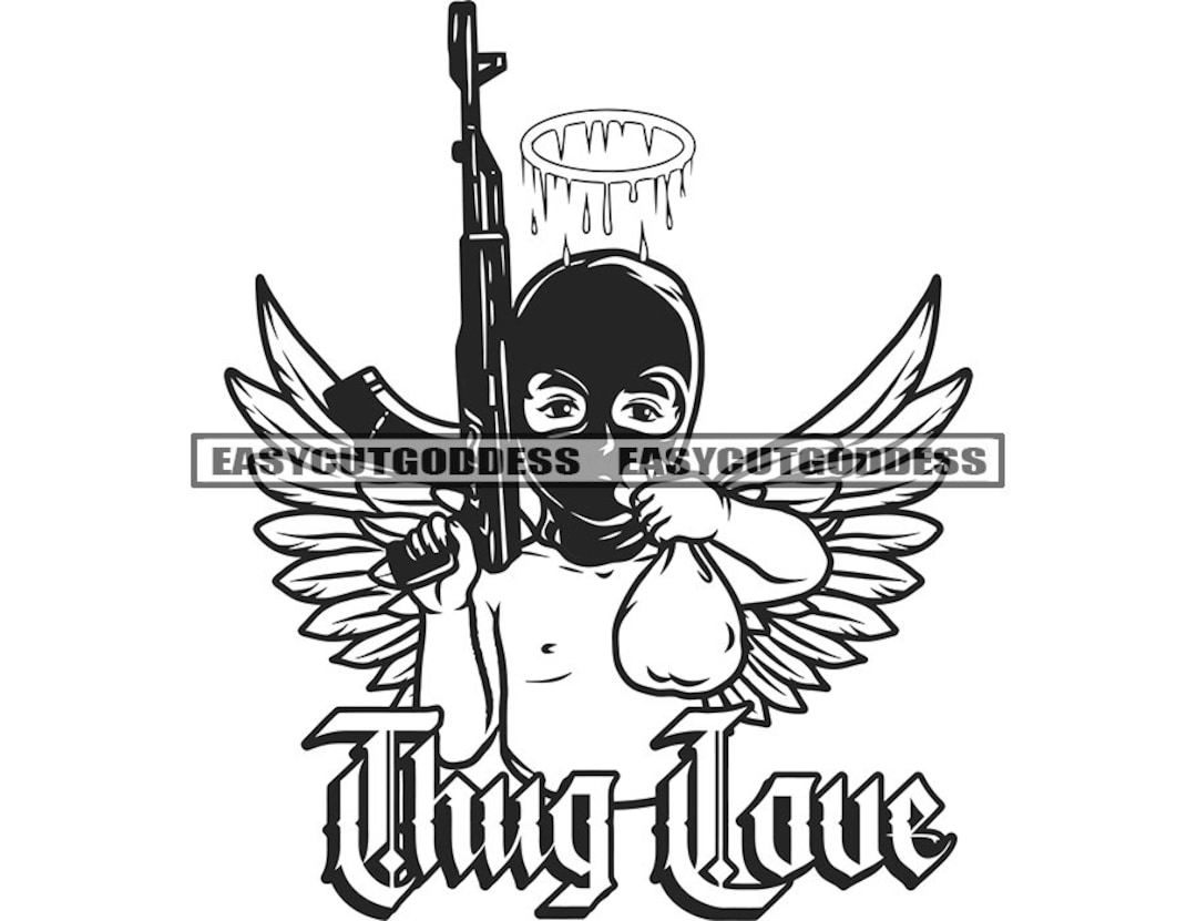 Gangster Baby Angel Carrying Handgun Riffle Weapon Wings Etsy