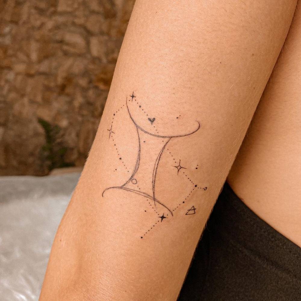 Gemini Constellation Tattoo Flower Tattoo Design Etsy