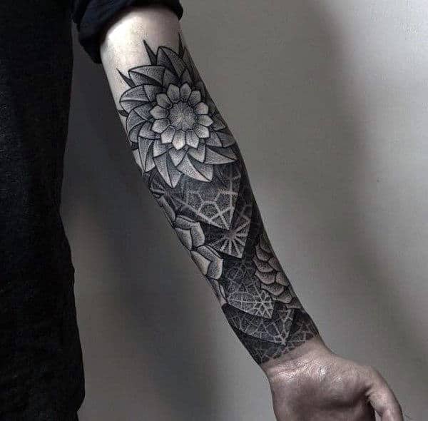 Geometric 3D Half Forearm Guys Sleeve Tattoo Half Sleeve Tattoos For