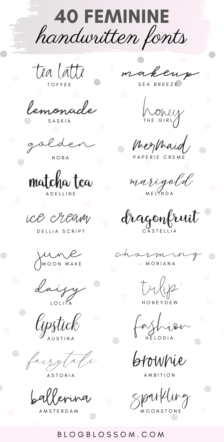 Girly Feminine Cursive Tattoo Fonts Pencilartdrawingseasyflowers