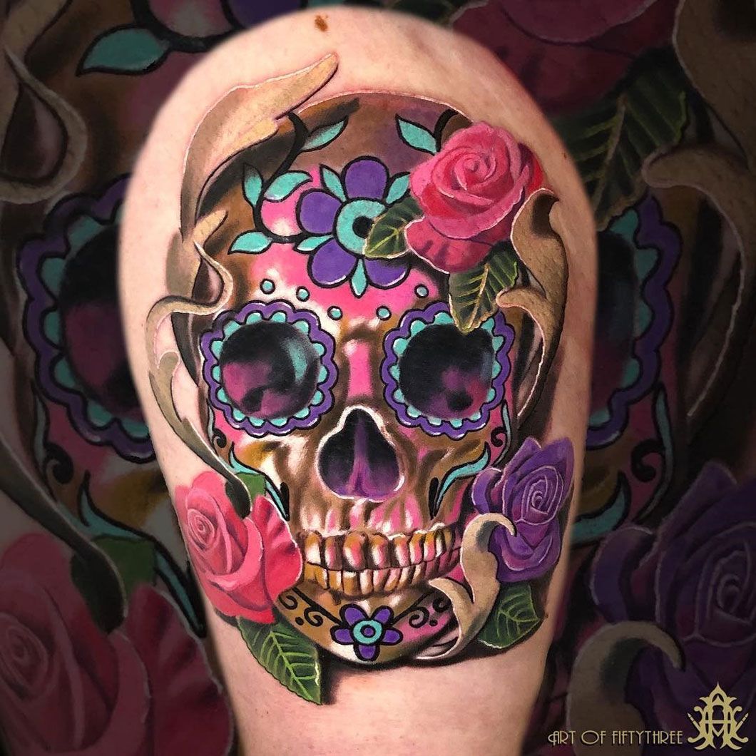 Girly Skull Tattoo Tattoos Pinterest Sugar Skull Tattoos The