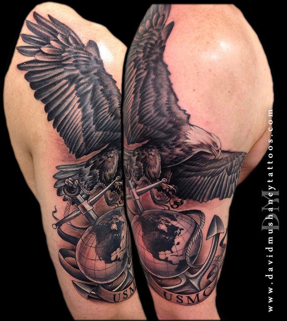 Globe Eagle Half Sleeve Tattoos Lower Arm Tattoos Usmc Tattoo