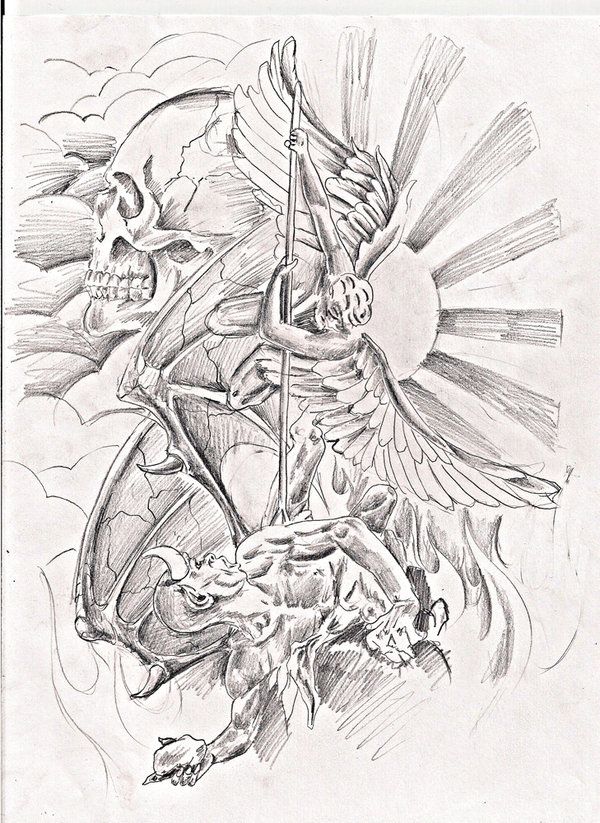 Good Vs Evil Tattoos Drawings 20 Evil Tattoos On Full Back 1