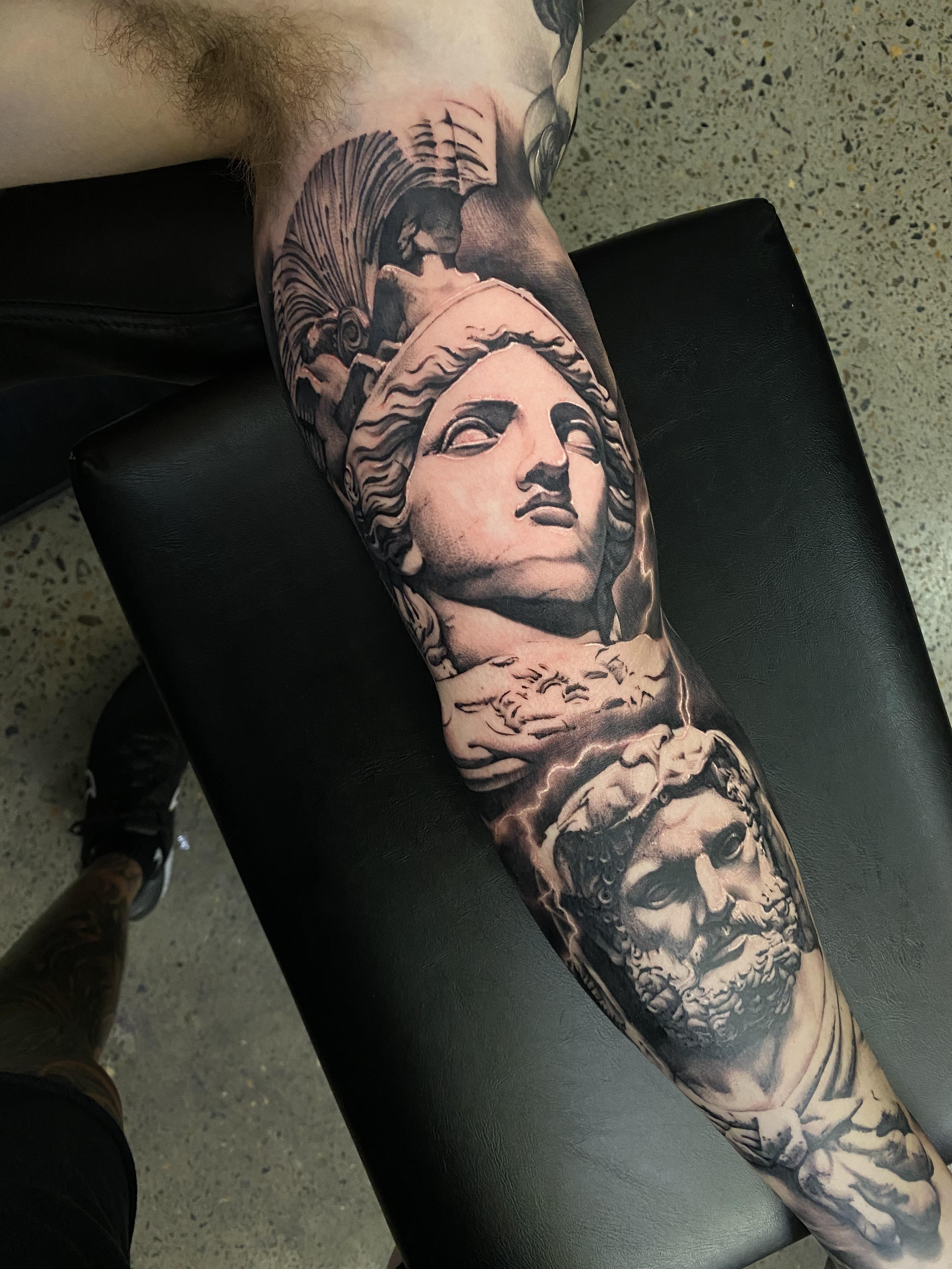 Greek Mythology Sleeve Done By Axthekid From Monarch Tattoo Studio In