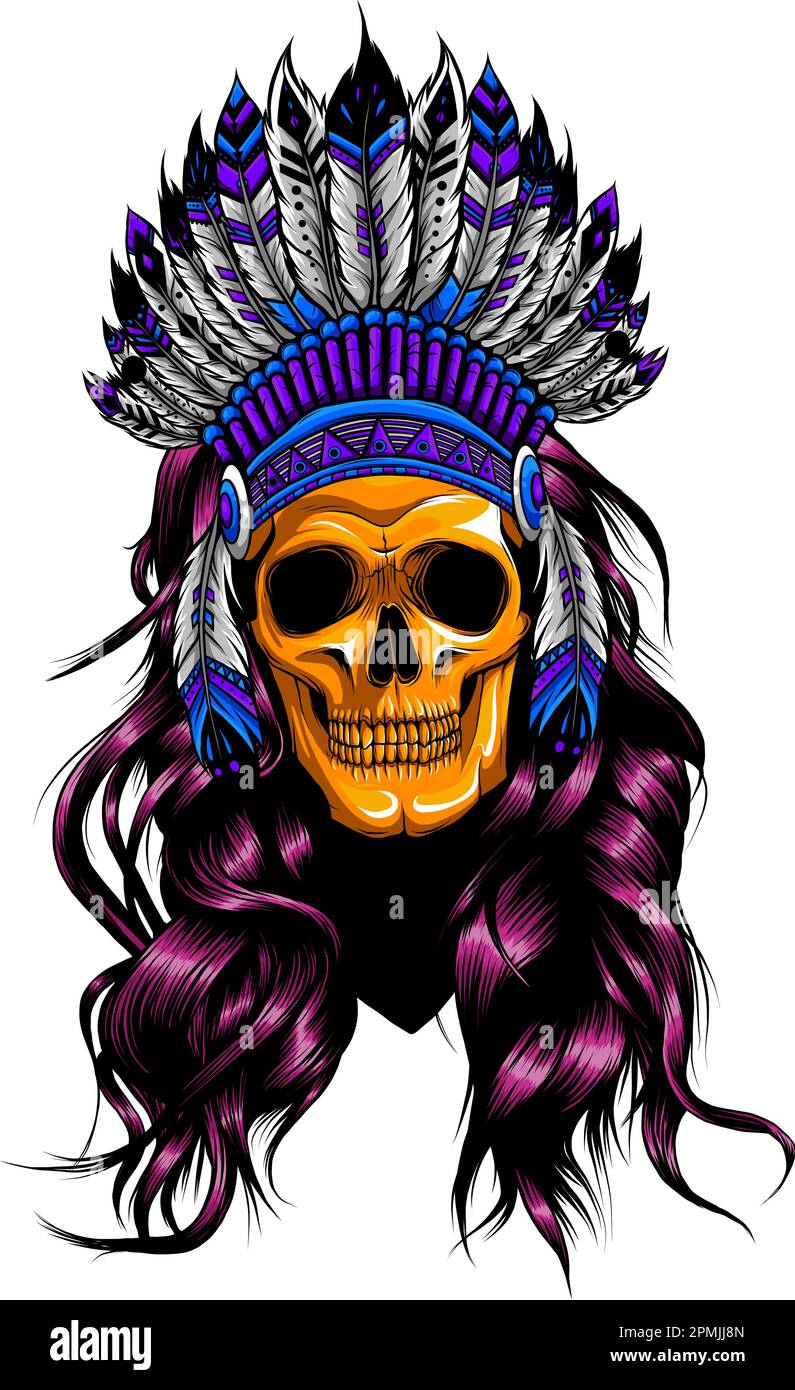 Hand Drawn Vector Illustration Of Native American Indian Headdress With