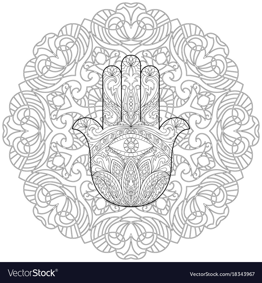 Hand Of Fatima Tattoo With Mandala And Eye Set Vector Image