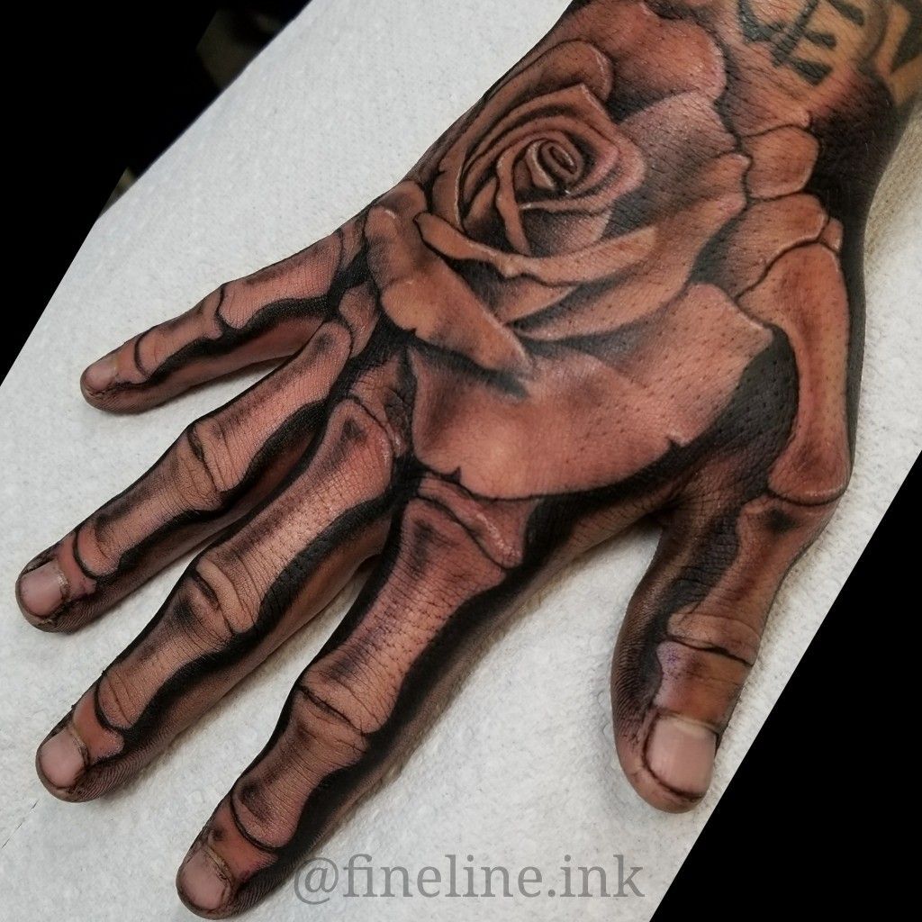 Hand Tattoo Skull Rose Viraltattoo