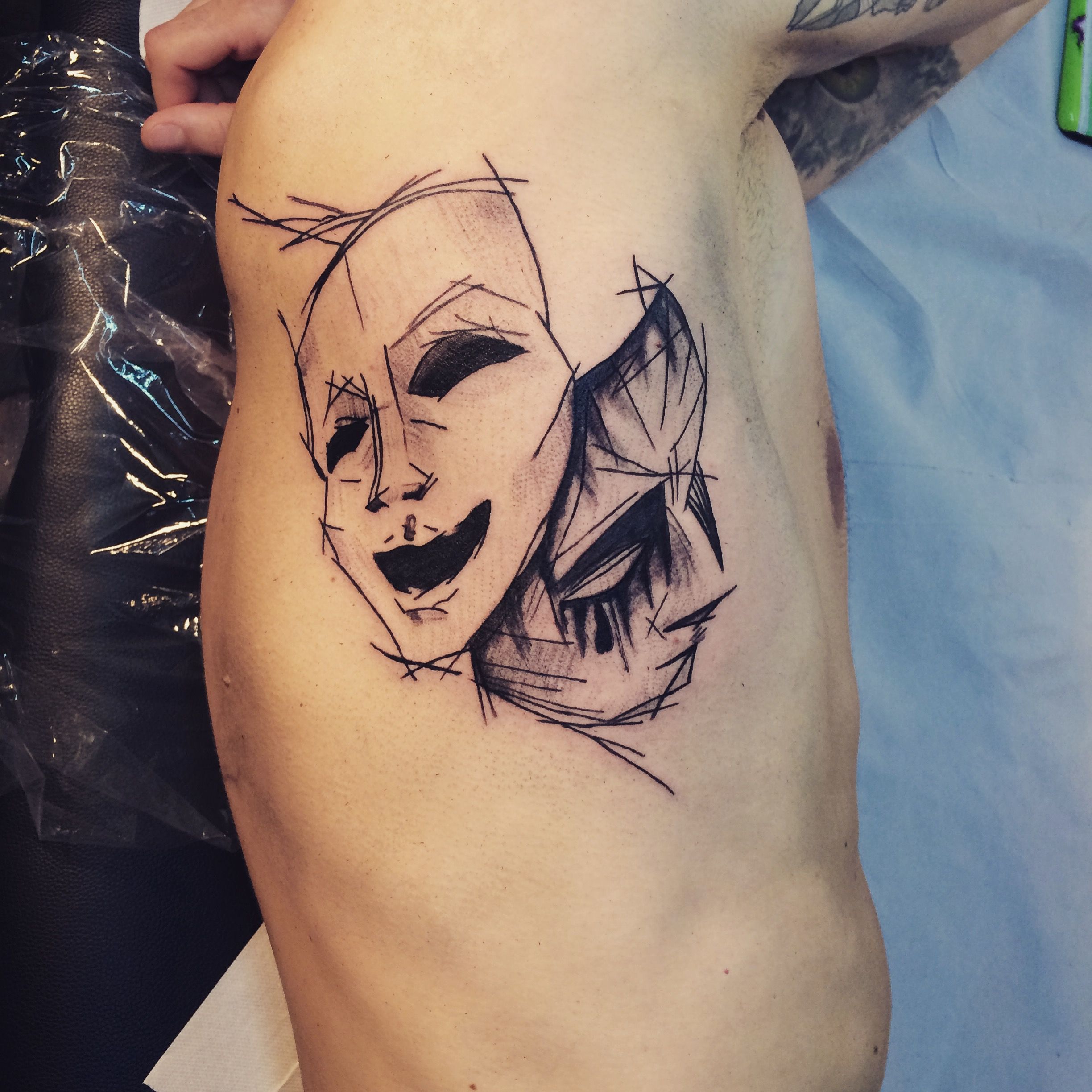 Happy And Sad Mask Tattoo