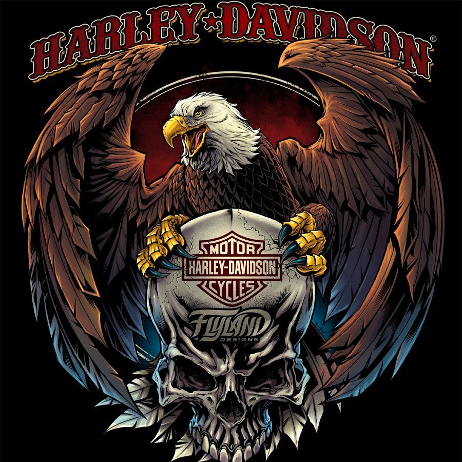 Harley Davison Harley Davidson Graphic Bald Eagle Biker Motorcycle T