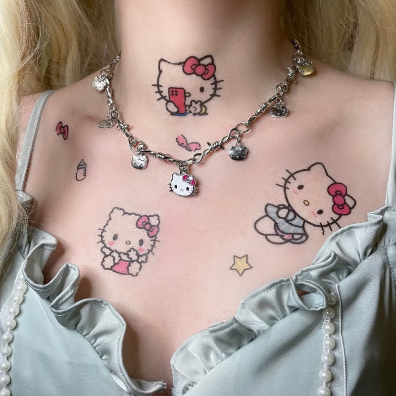 Hello Kitty Temporary Tattoo Pack Aesthetic Kawaii Cute Kawaii Babe