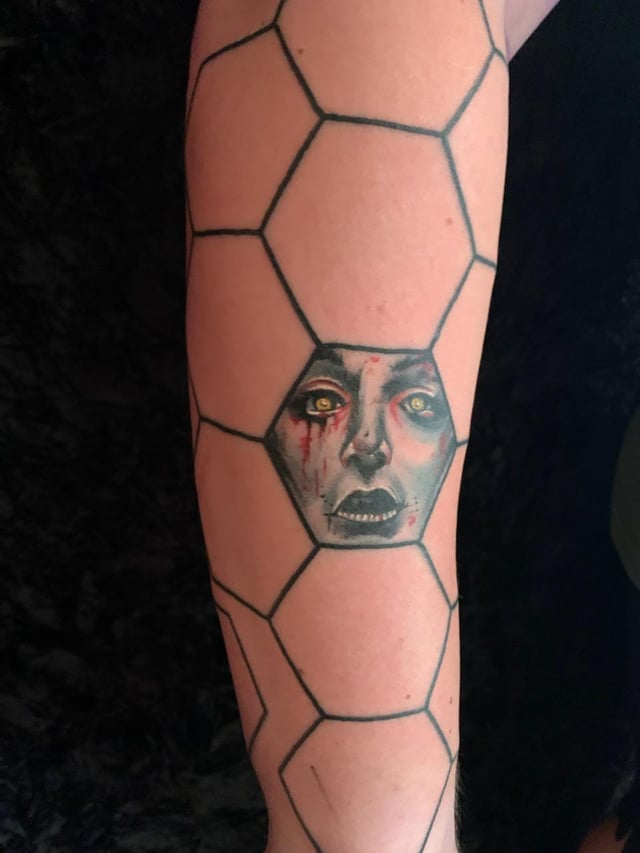 Hexagon Half Sleeve Collage American Gypsy Tattoo Co Greencove Fl