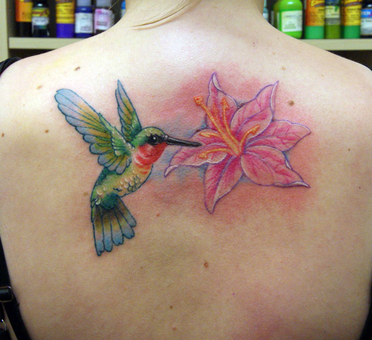 Hummingbird and Flower Tattoo Design Ideas