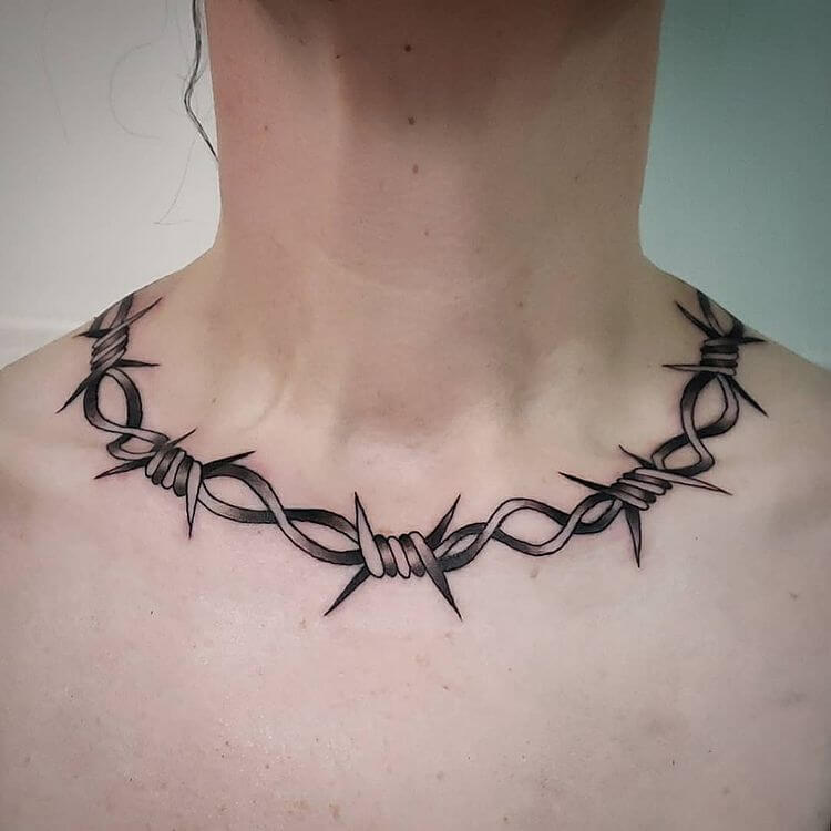 Illustrative Barbed Wire Neck Tattoo Tattoodo