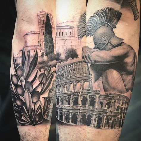 Italian Half Sleeve In Progress Italiantattoo Italy Coliseum