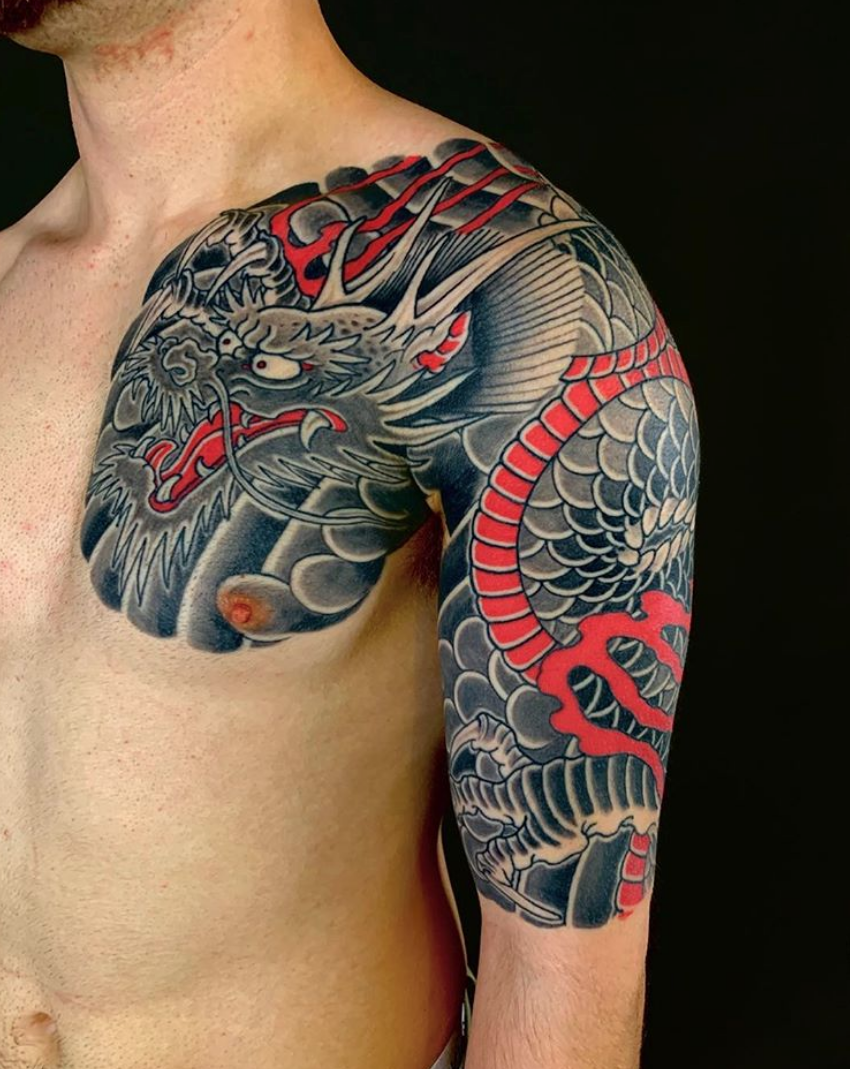 Japanese Dragon Tattoo Half Sleeve