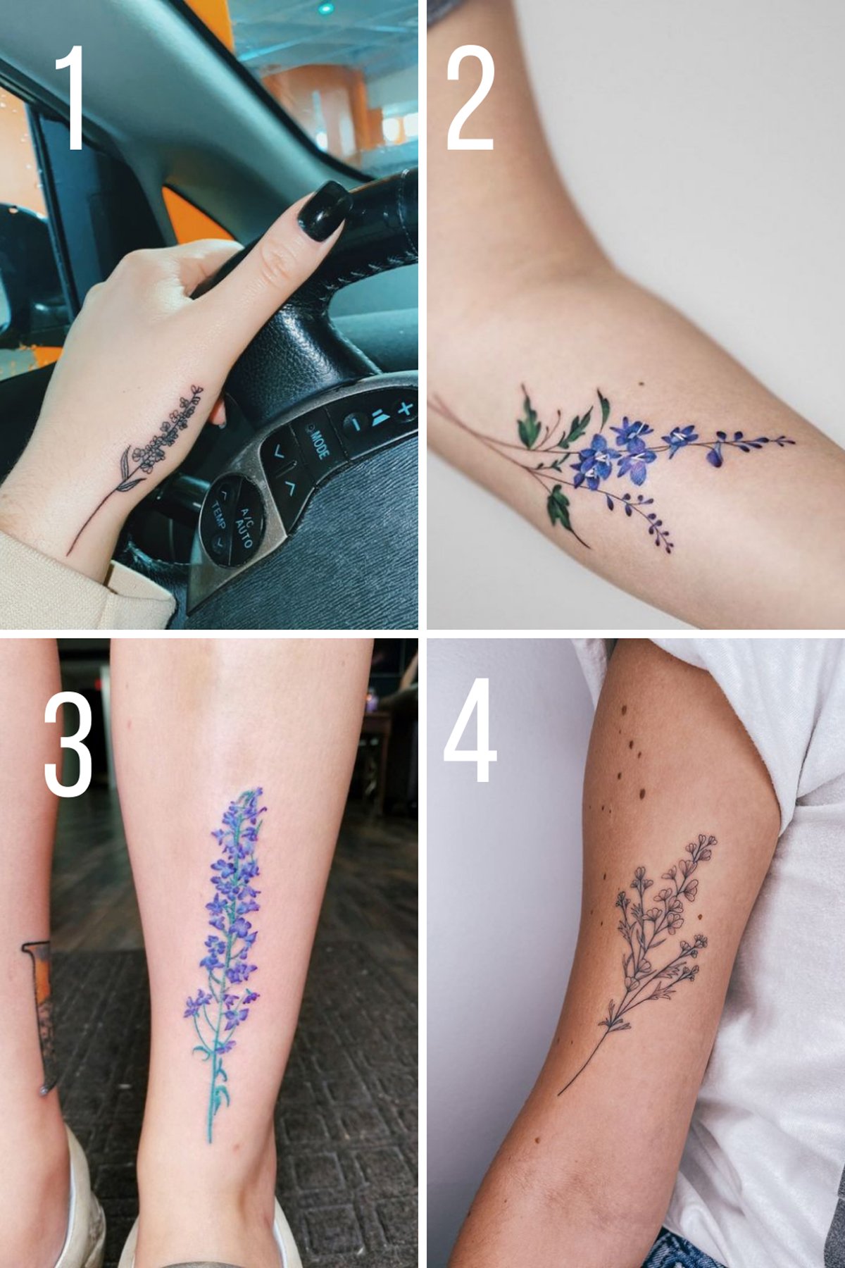 July Birth Flower Tattoos The Larkspur Tattoo Glee