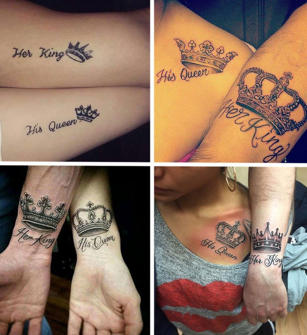 King And Queen Matching Couple Tattoos Images Sheideas