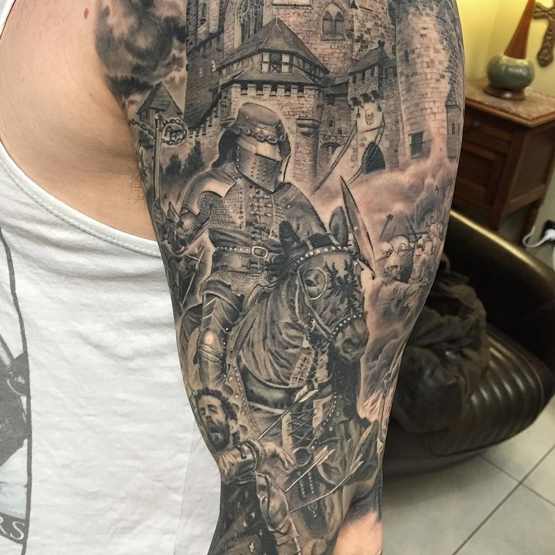 Knight Sleeve Tattoo Black And Grey Realistic London Artis Flickr