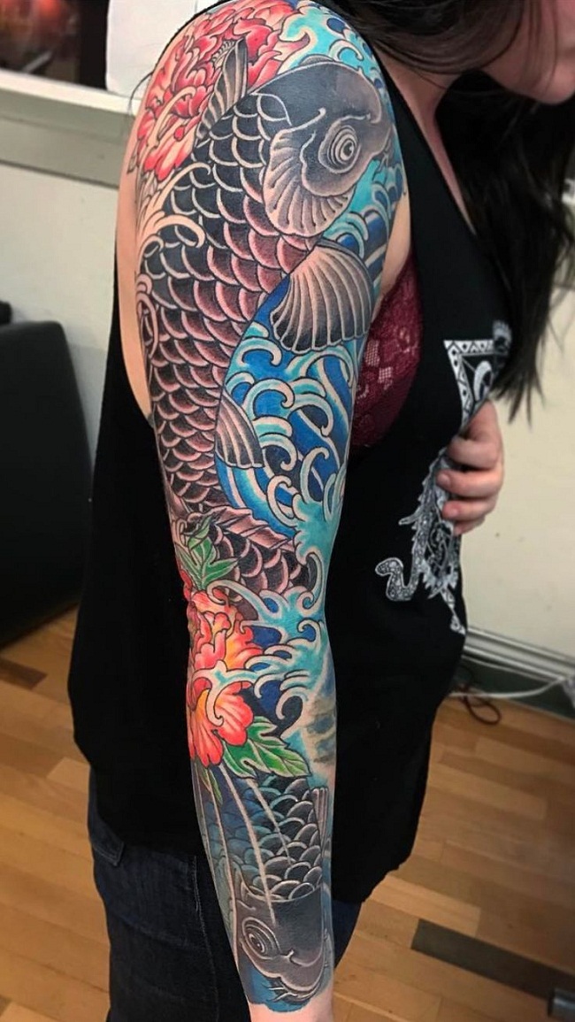 Koi Fish Tattoo Sleeve Designs Ideas And Meaning Tattoos For You