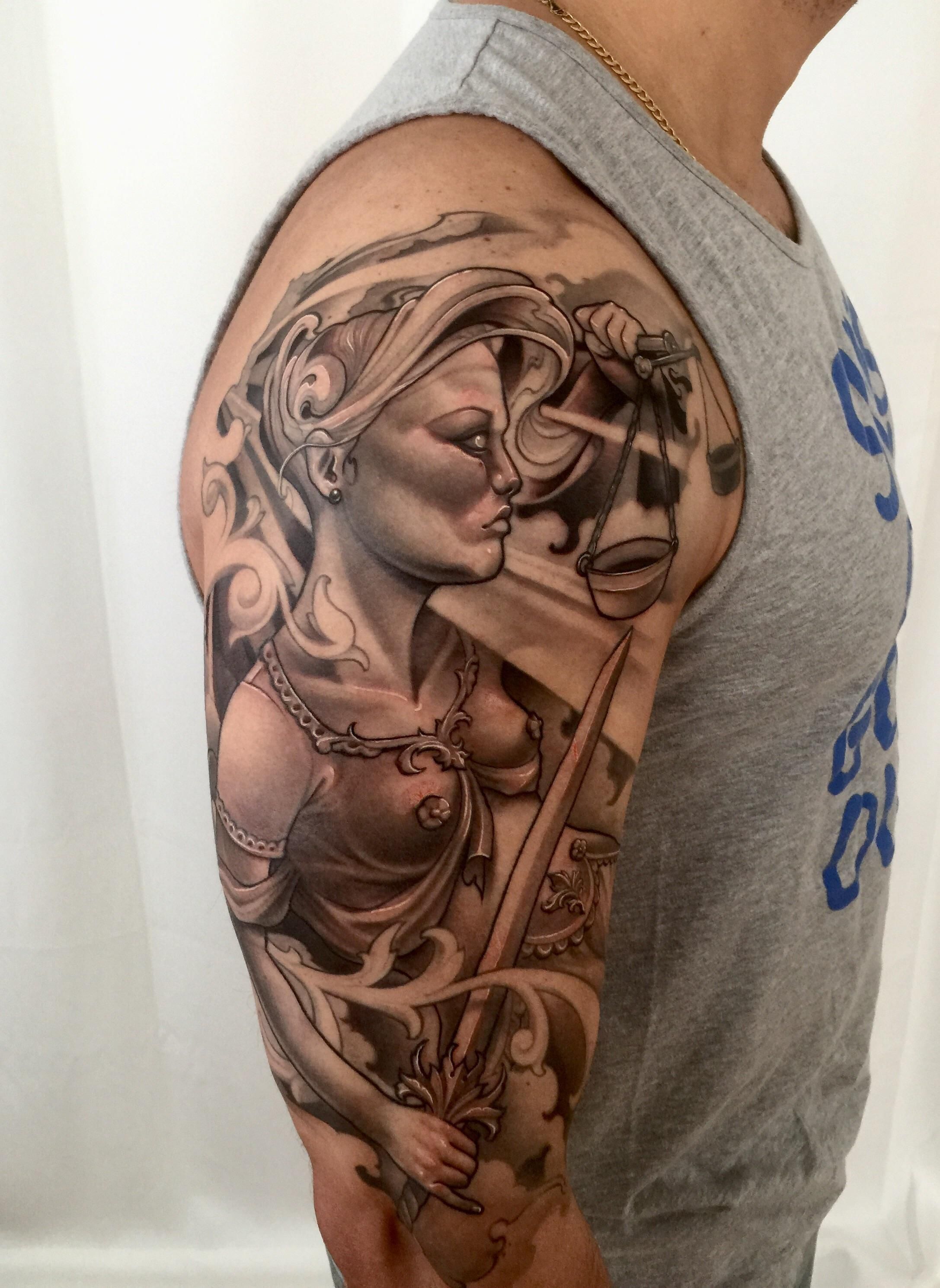 Lady Justice Tattoo Justice Tattoo Tattoos Portrait Tattoo