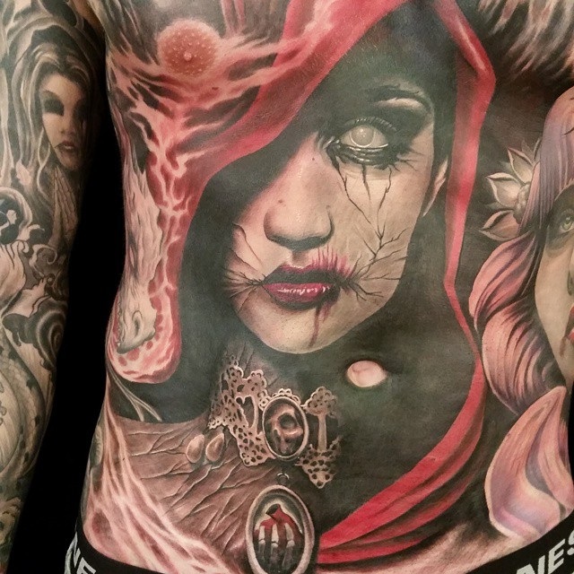 Lady Torso Horror Piece Best Tattoo Design Ideas