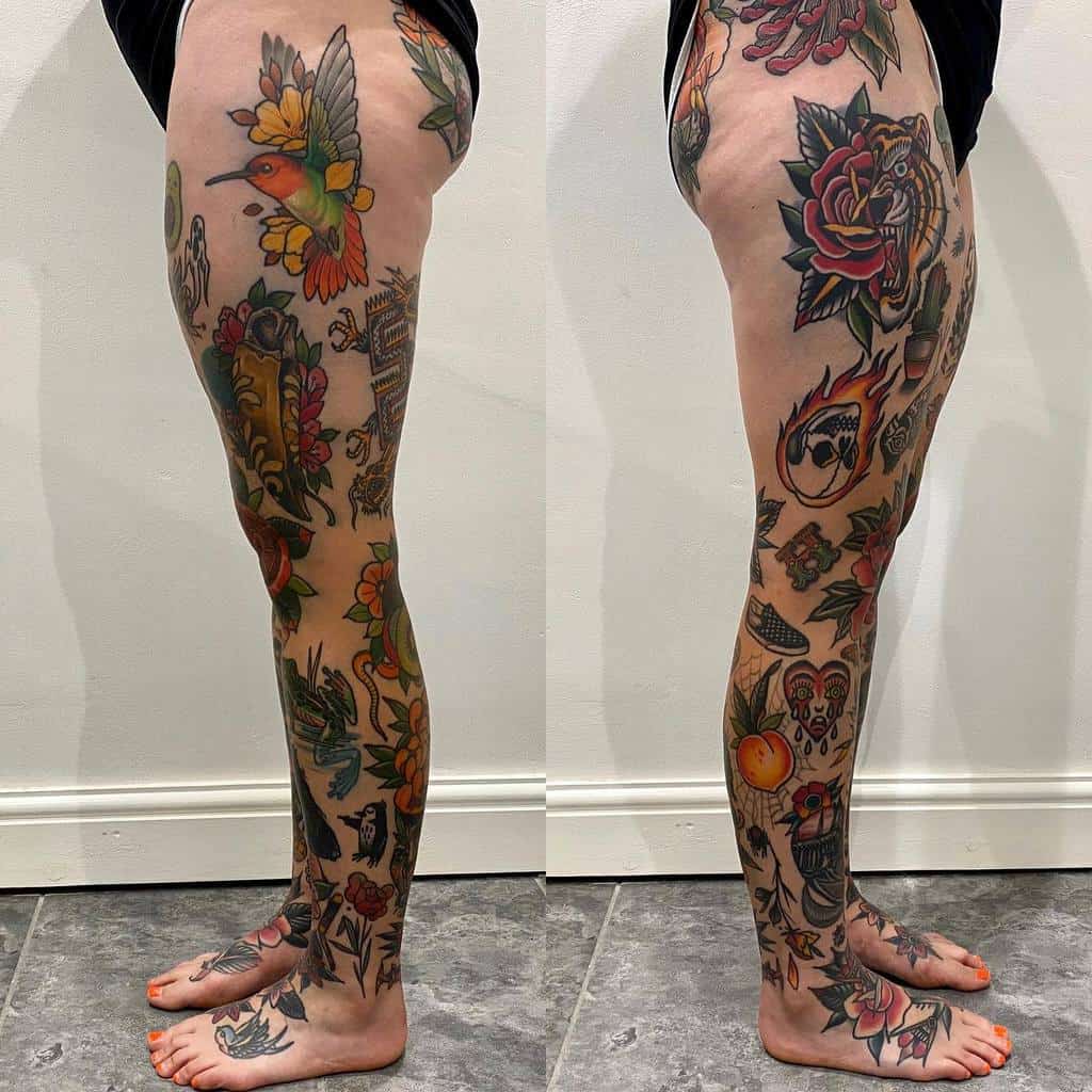 Elegant Leg Sleeve Tattoos for Women: Inspiration and Ideas