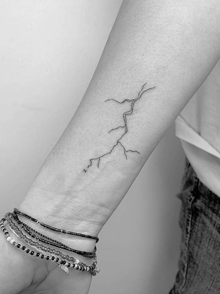 Lightning Bolt Tattoo On The Inner Forearm Light And Chandelier