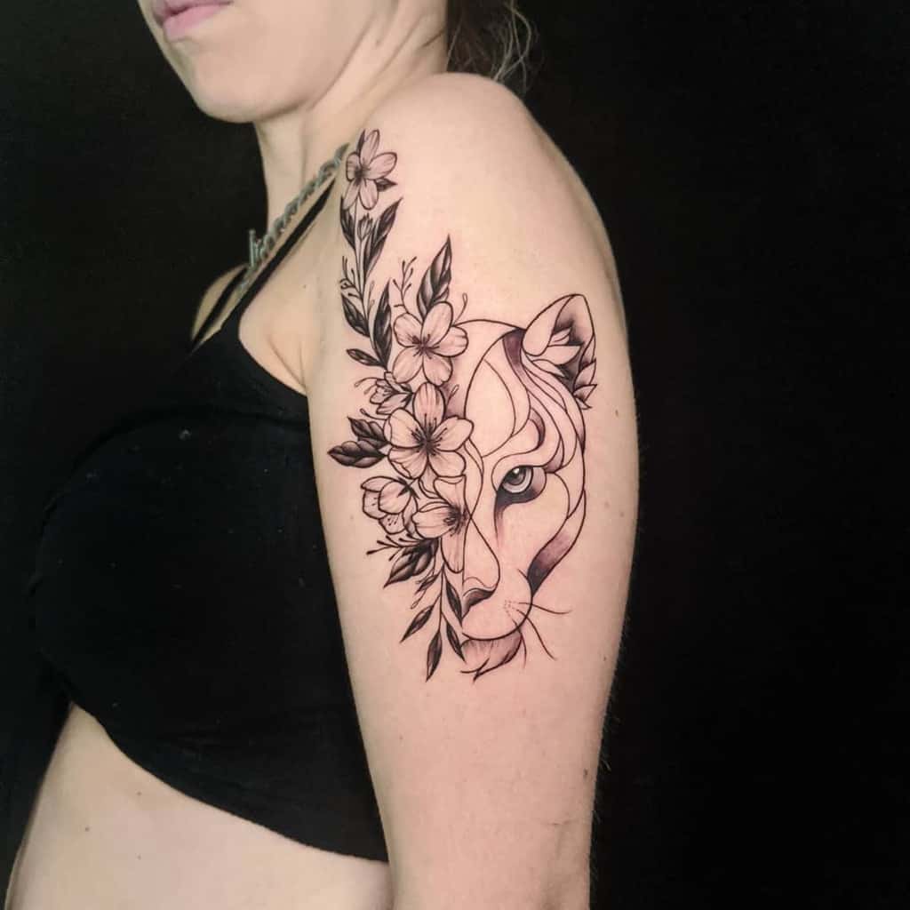 Lioness Tattoo With Flowers: Bold and Beautiful Design Ideas