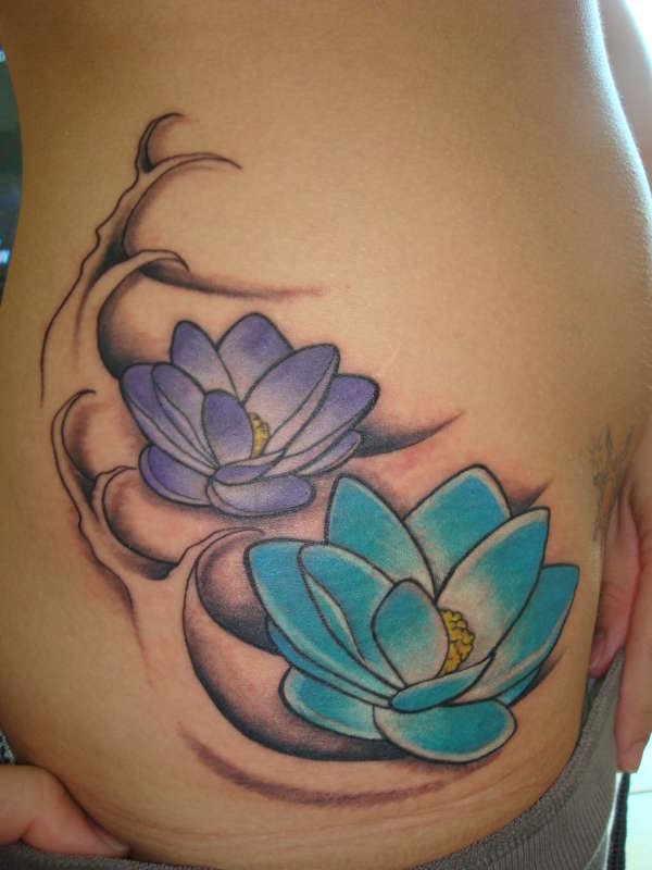 Lotus Flower Hip Tattoo