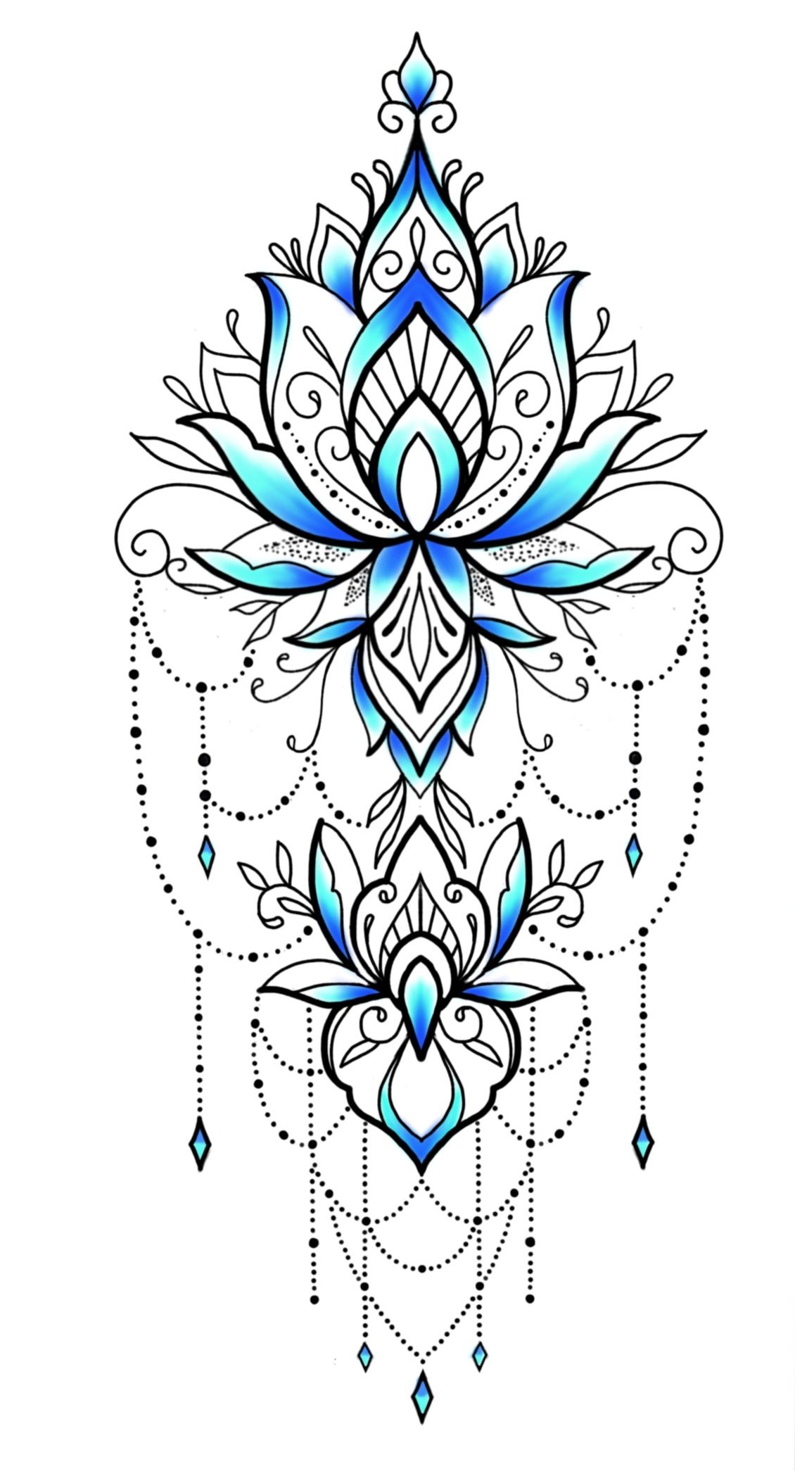 Lotus Mandala Tattoo Design And Stencil Lotus Henna Tattoo Etsy