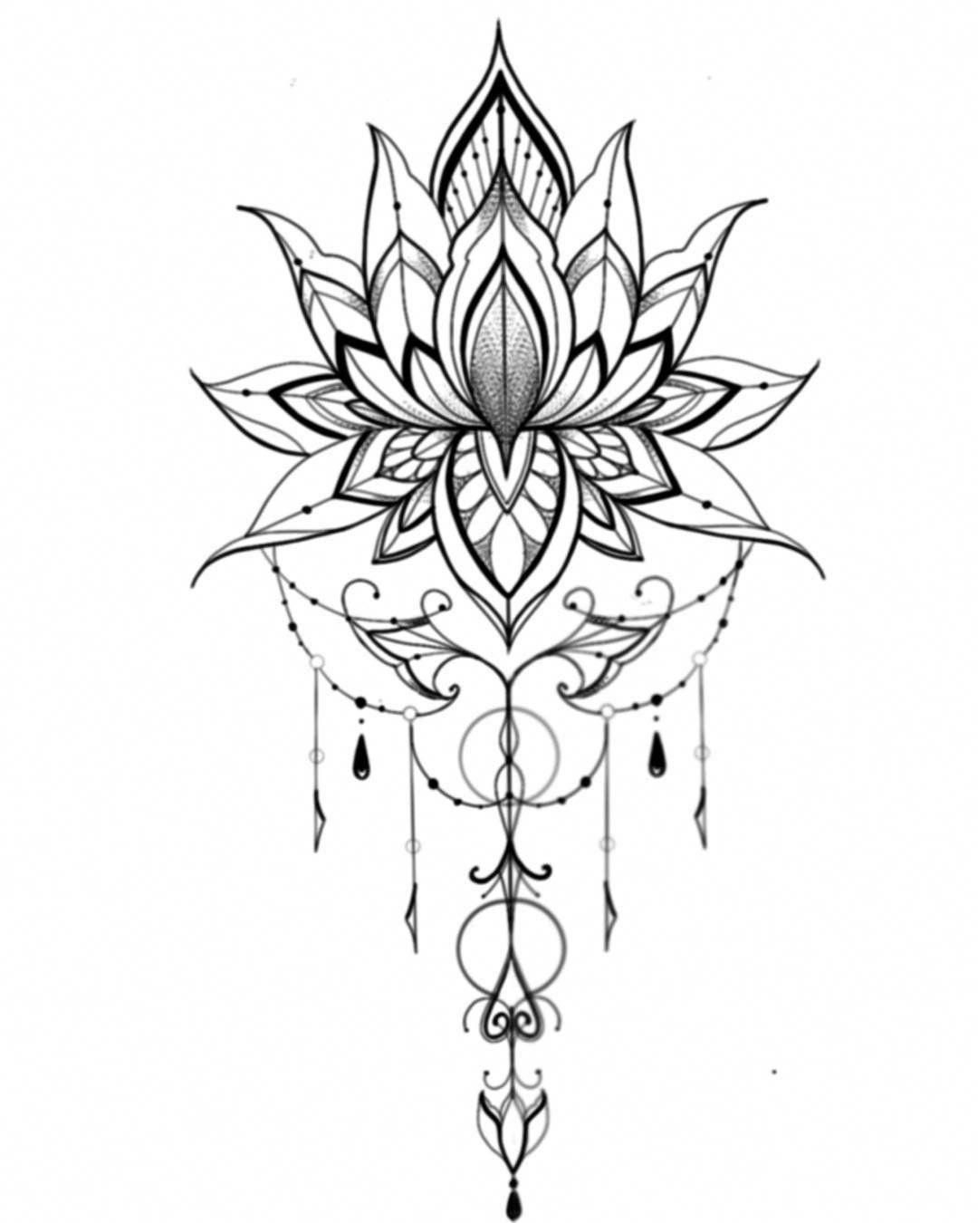 Lotus Mandala Tattoo Design And Stencil Template Instant Etsy Artofit