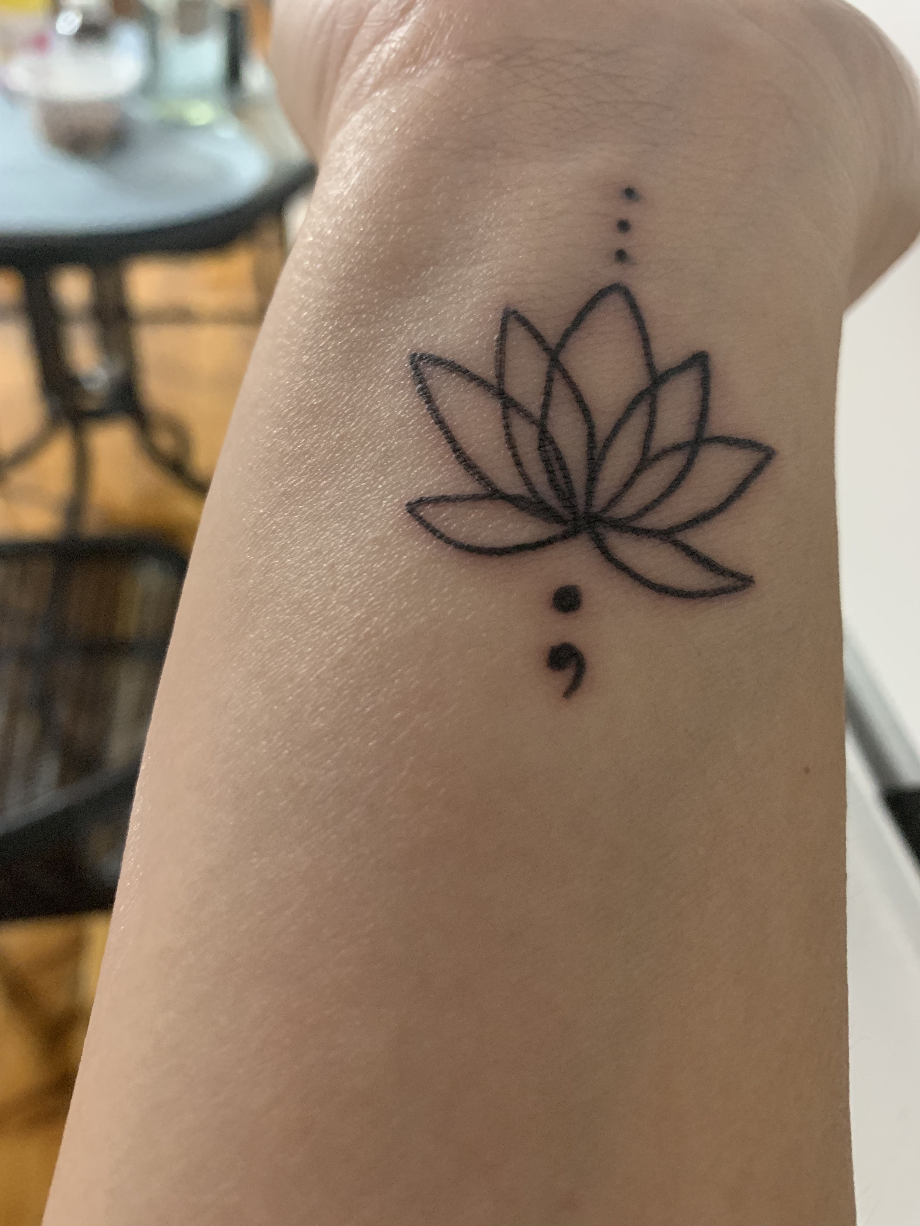 Lotus Tattoo With Semi Colon Wrist Tattoos For Women Semicolon