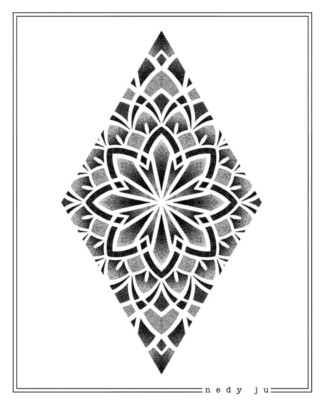 Mandala Geometric Tattoo Stencil