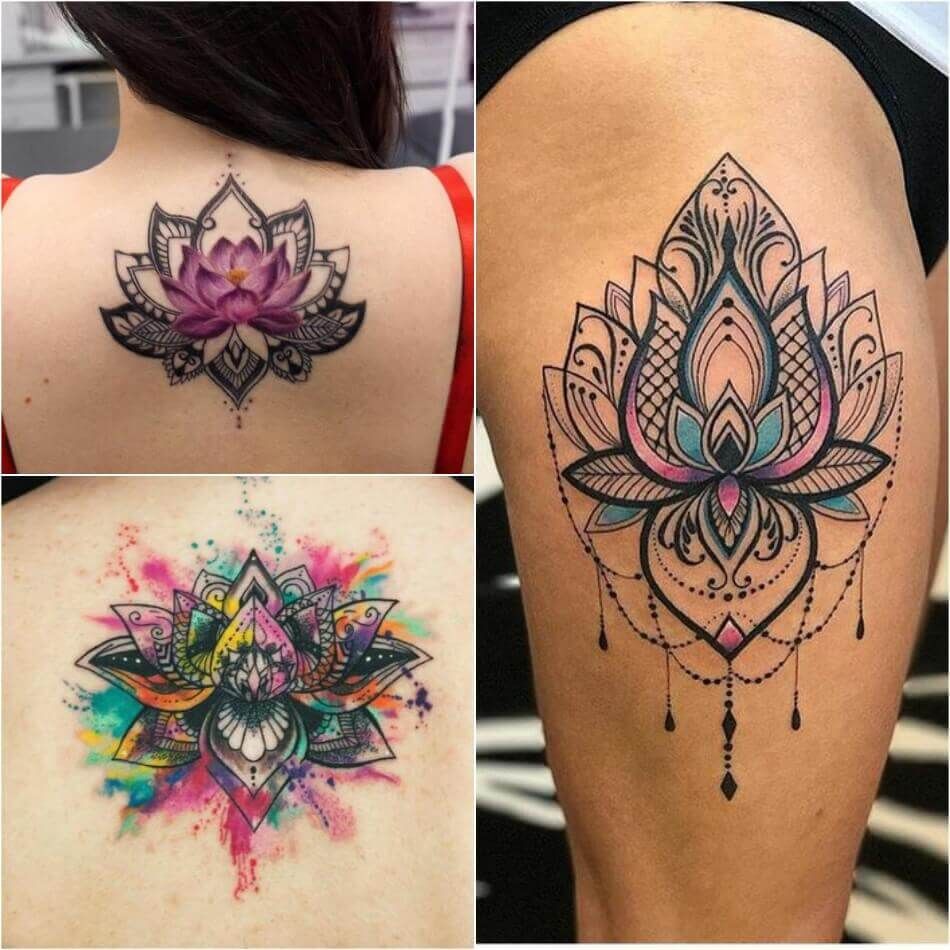 Mandala Style Lotus Flower Tattoo On The Outer Thigh Tattoosonback