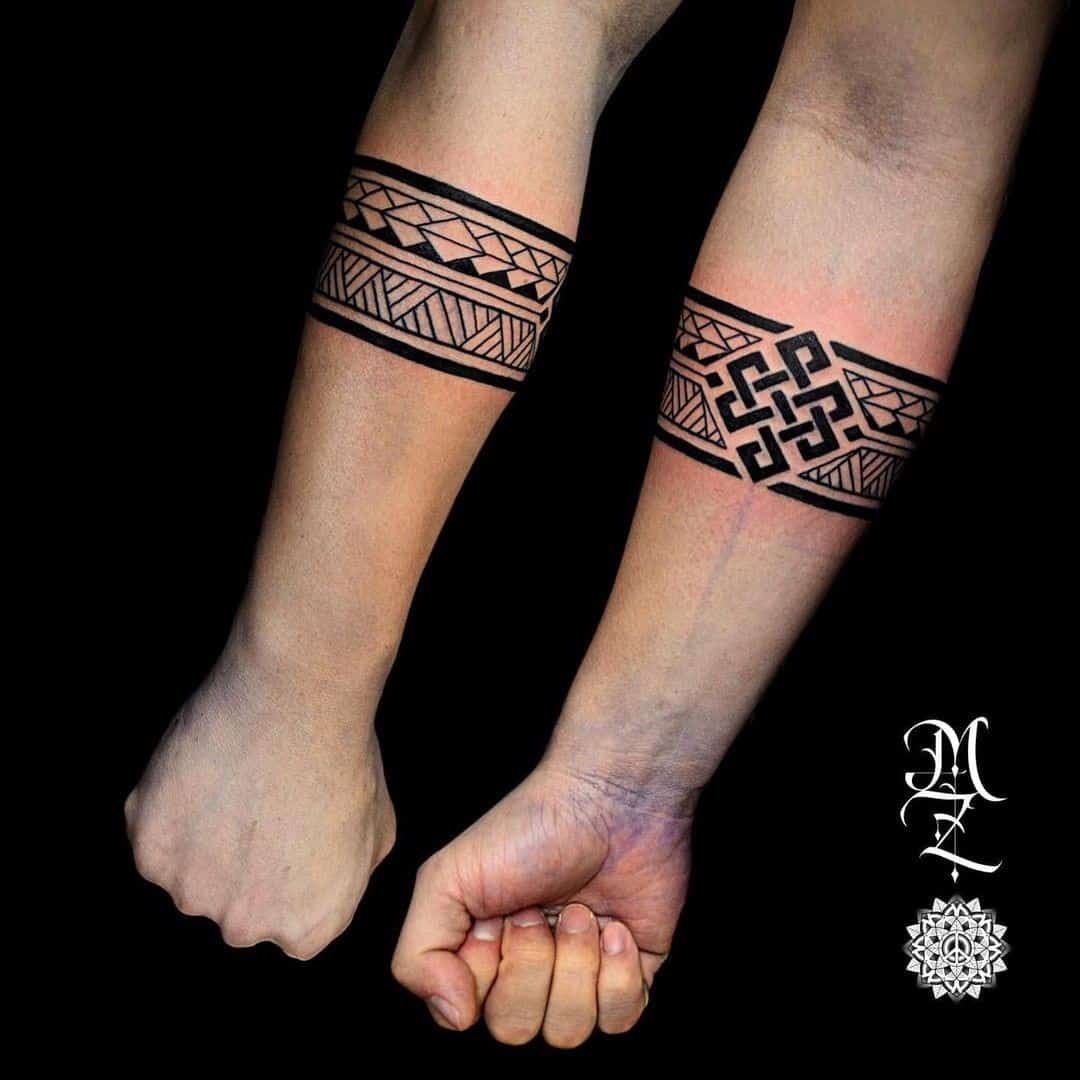 Maori Forearm Band Tattoos For Men