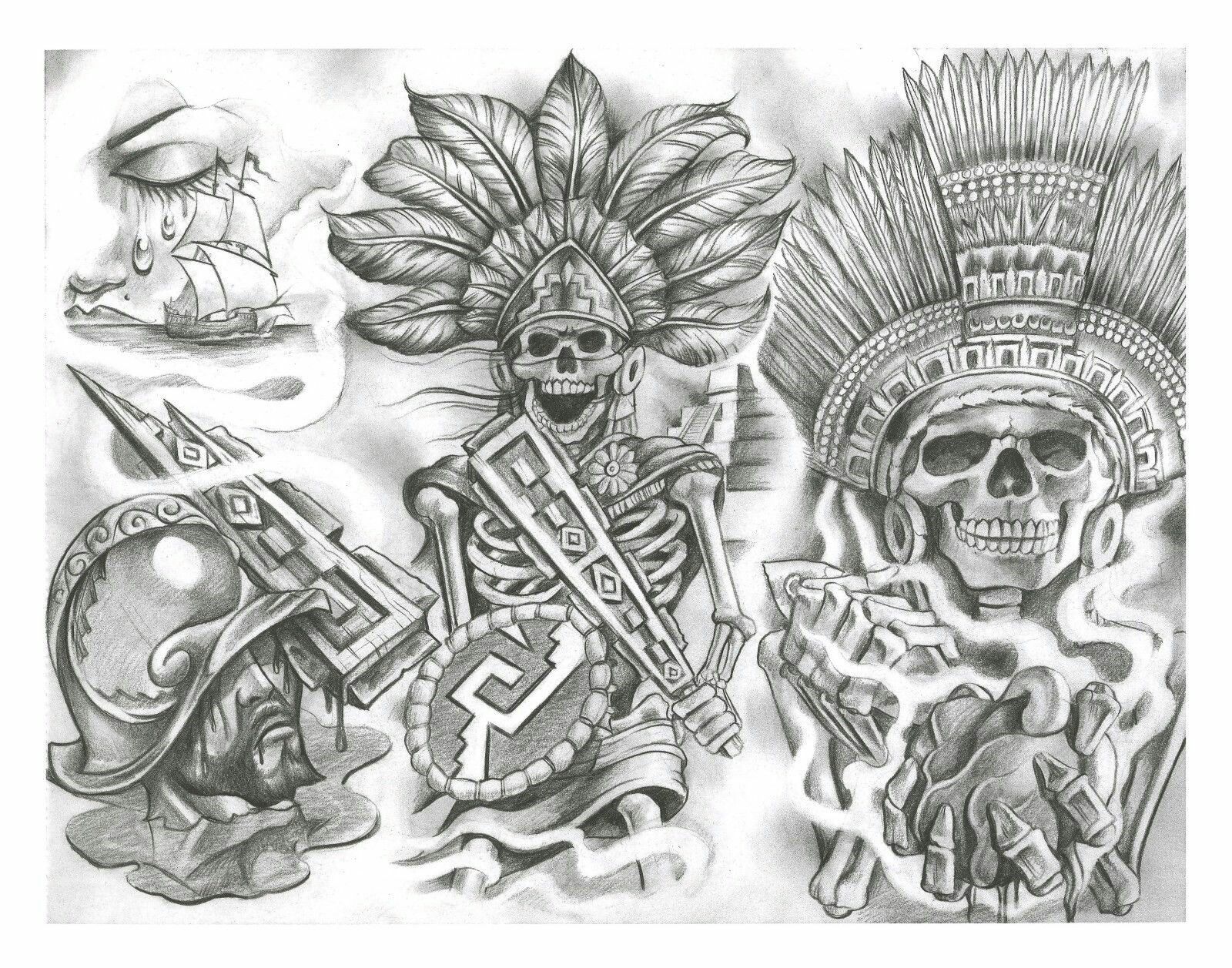 Mexican Art Tattoos Chicano Art Tattoos Aztec Art