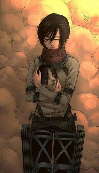 Mikasa Holding Eren Head Fanart