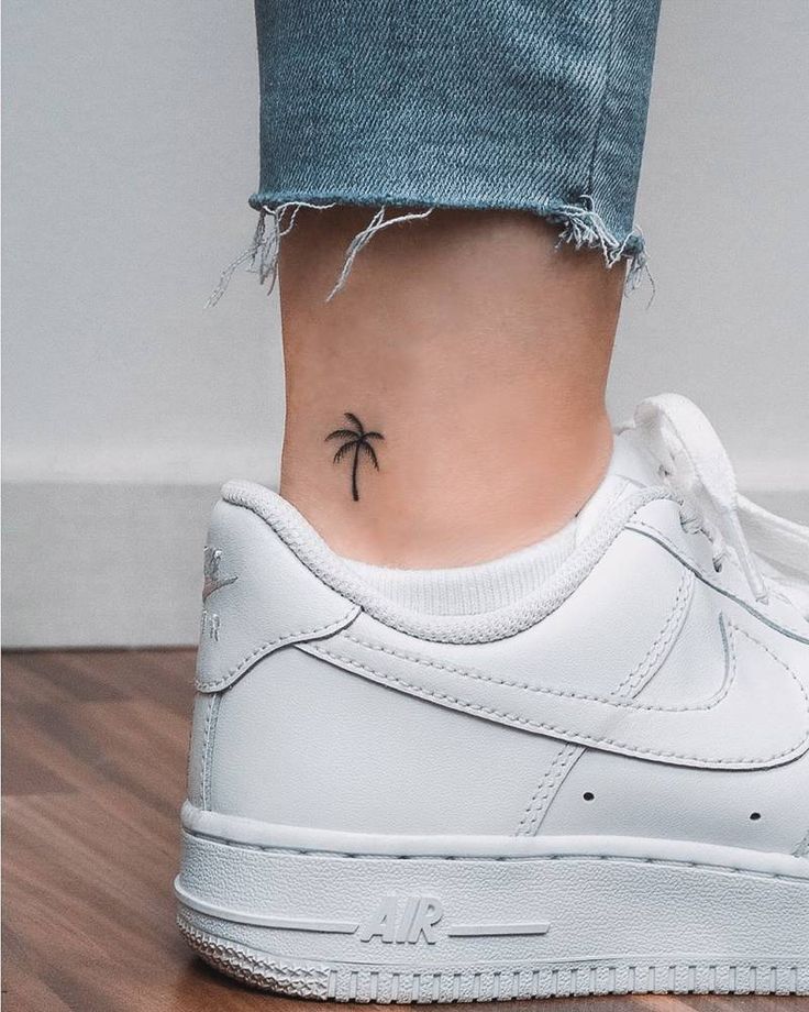 Minimalist Palm Tree Tattoo On The Ankle