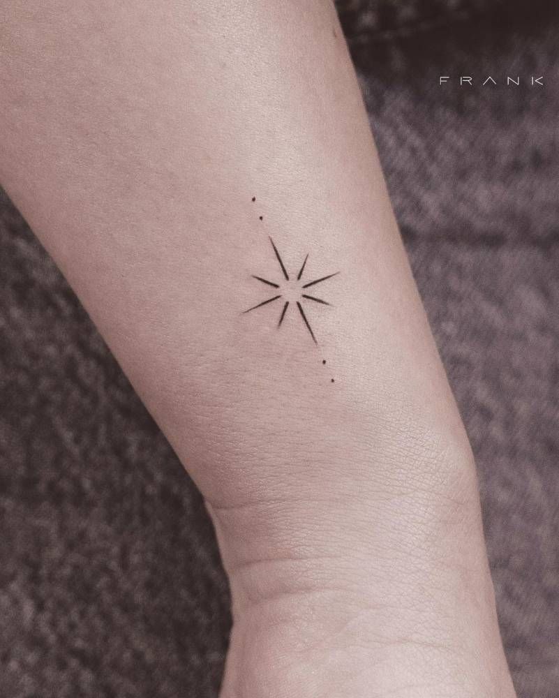 Minimalistic North Star Tattoo Located On The Wrist North Star