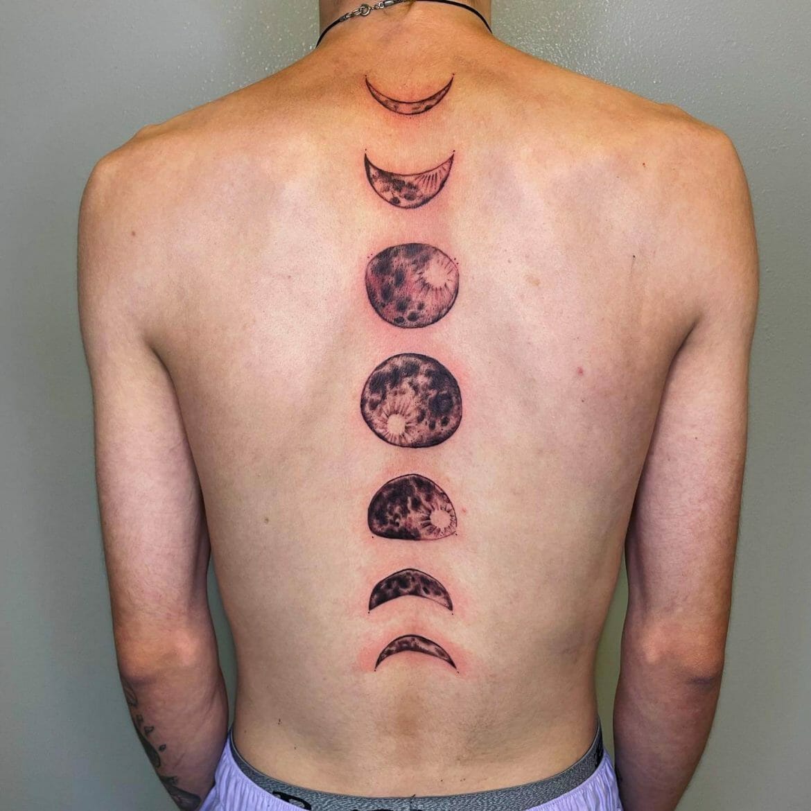 Moon Phases Spine Tattoo Stellatxttoo Stellatxttoo Nature Tattoos