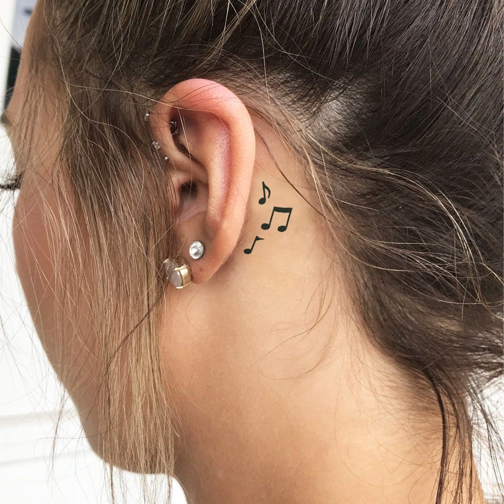 Music Notes Ear Tattoo Behind Ear Tattoo Tattoos