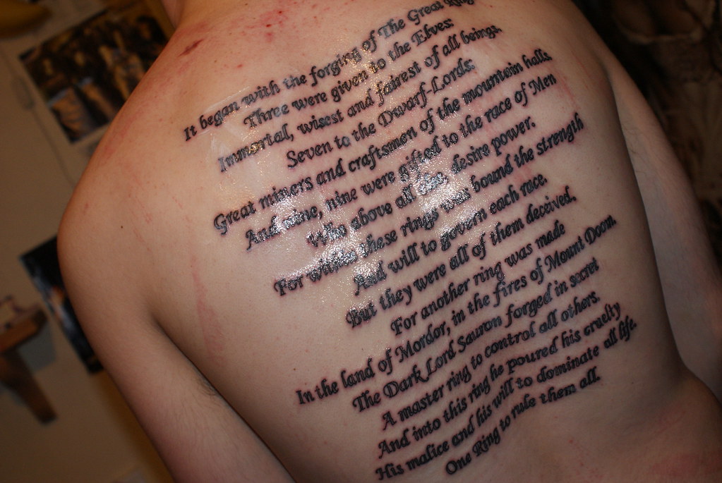 My Lord Of The Rings Tattoo Script From The One Ring Wraps All The Way Around Work Done By