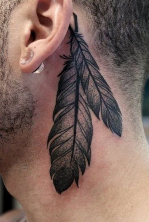 Native Feather Tattoos Behind Ear