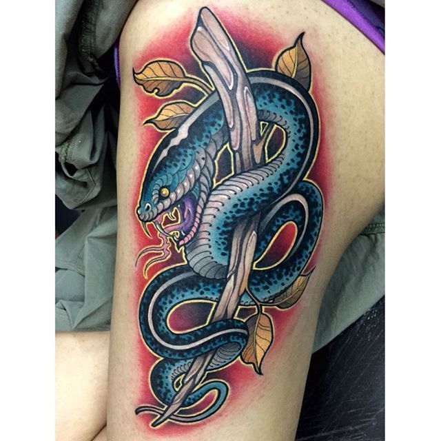 Neo Traditional Snake Tattoo Google Traditional Snake Tattoo Snake Tattoo Design Snake