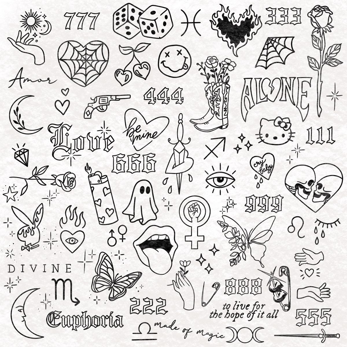 Numbers Tattoos Flash Sheet: Designs and Inspiration