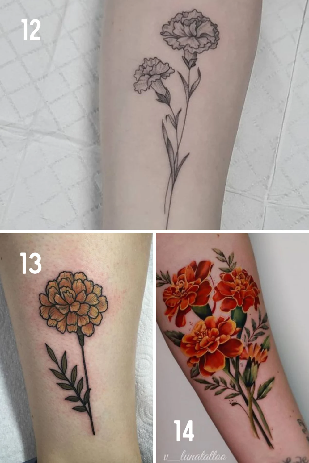 October Birth Flower Tattoo Ideas Marigolds Cosmos Tattooglee